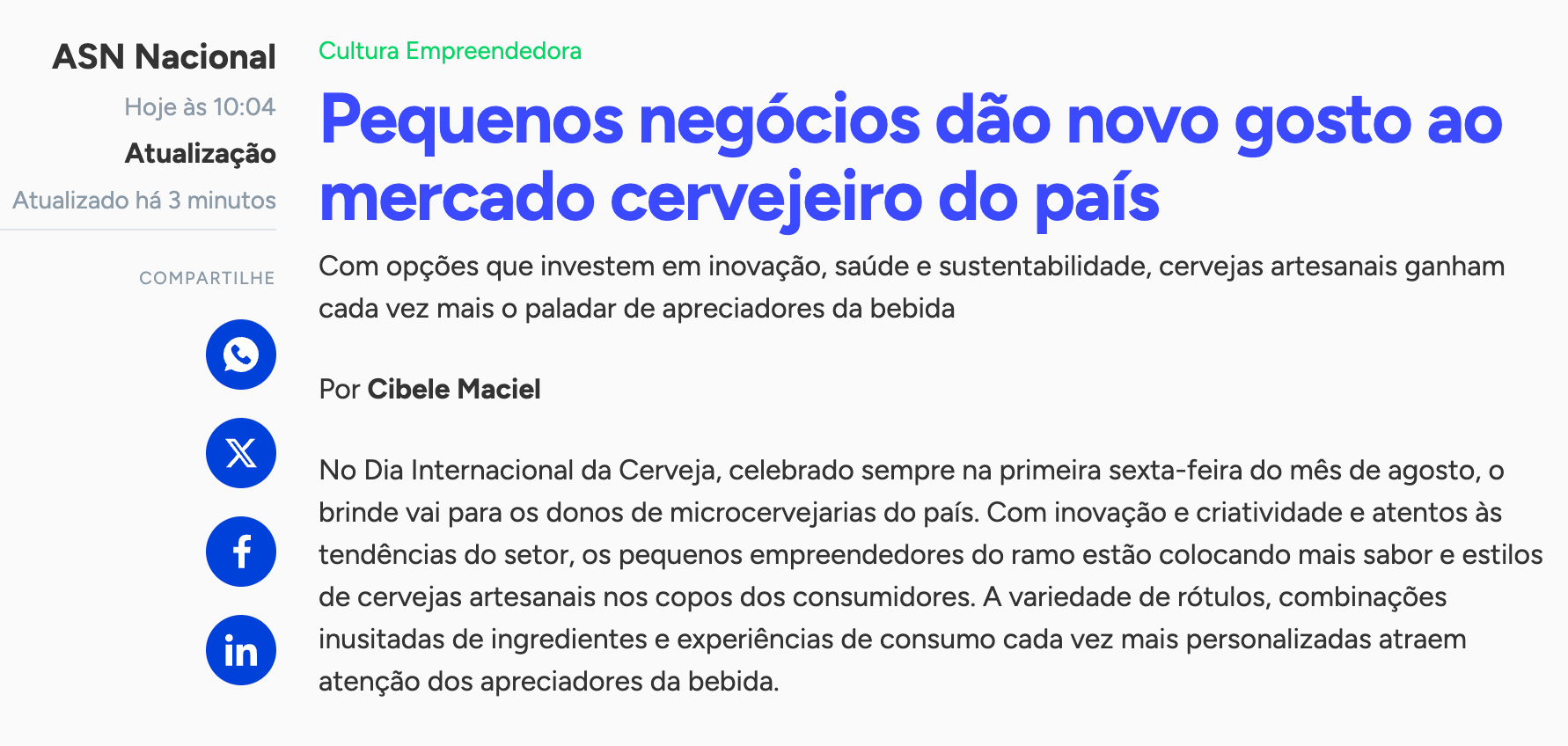 Luci na Agência Sebrae: nossa cerveja sem álcool ganhando destaque no mercado!